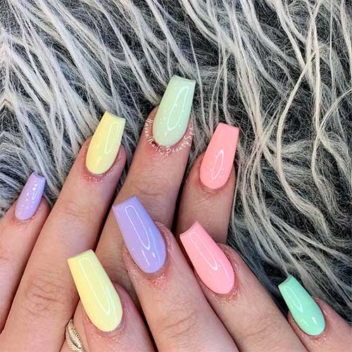 Cute Spring Pastel Multicolored Nails 2020 | Cute Manicure