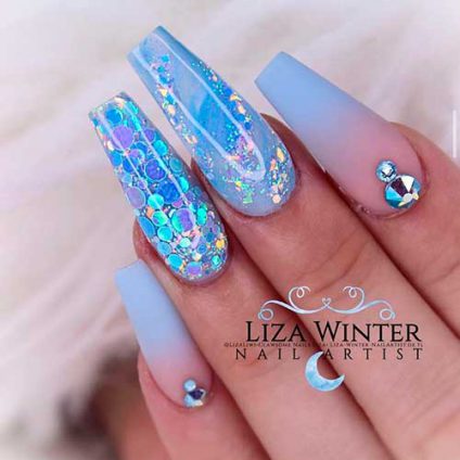 cute light blue nail designs