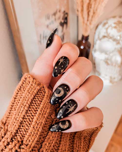 Stiletto Black Witch Nails for Halloween 2021