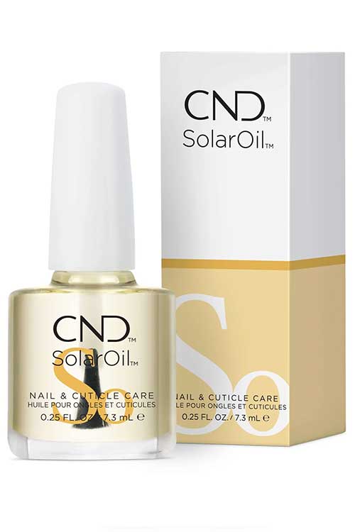 CND Solar Oil Nail and Cuticle Conditioner displayed in a sleek bottle, emphasizing its benefits for nail and cuticle care.